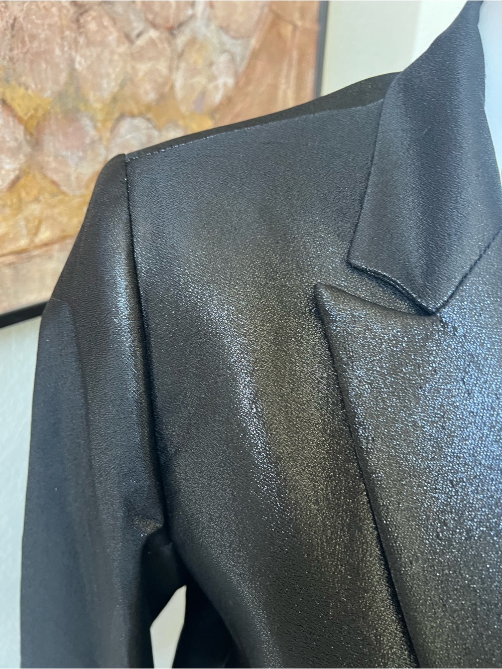 Victoria Beckham sz 8 NWOT Black Shimmery Single-Button Blazer - Picture 5 of 15